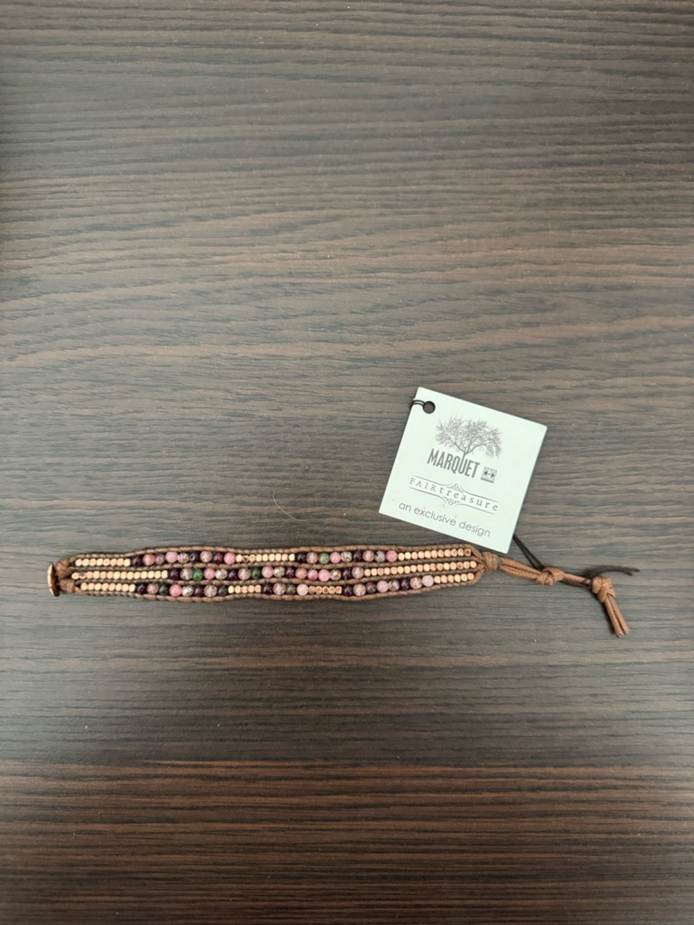 Marquet Beaded Multi-Strand Bracelet — Pink & Brown